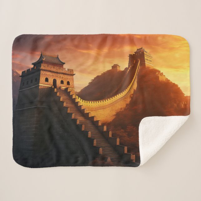 Cobertor Sherpa Muro de excelente da China Sunset - Majestoso (Frente (Horizontal))