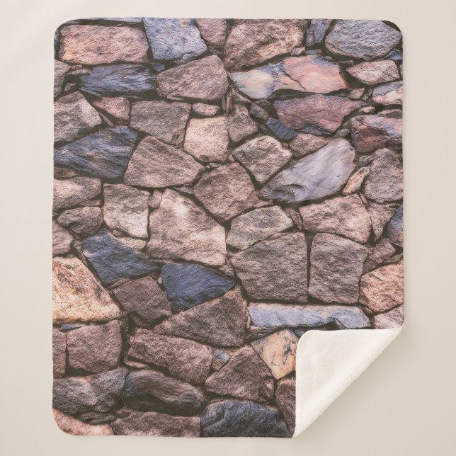 Cobertor Sherpa Muro de pedra castanha (Frente)