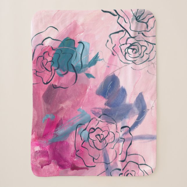 Cobertor Sherpa Música interna - Desenho floral (Frente)