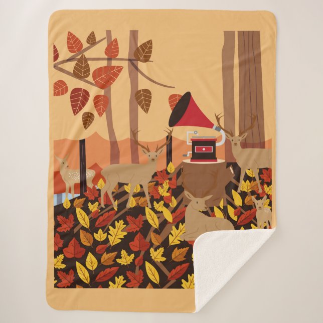 Cobertor Sherpa Música na floresta (Frente)