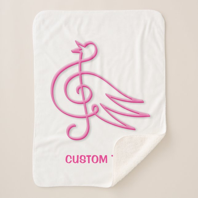 Cobertor Sherpa Música Pássaro Rosa (Frente)