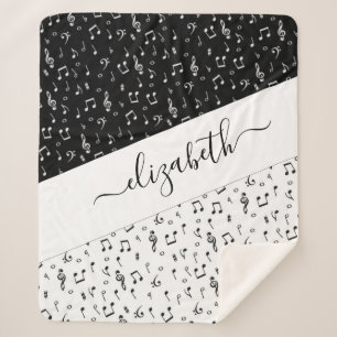 Cobertor Sherpa Musical preto e branco personalizado