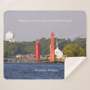 Cobertor Sherpa Muskegon South Bkw & Pierhd Lights sherpa blanket