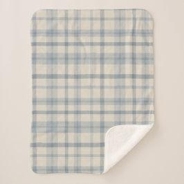 Cobertor Sherpa Muted Farmhouse Blue Plaid Baby Boy's Nursery