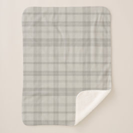 Cobertor Sherpa Muted Farmhouse Gray Plaid
