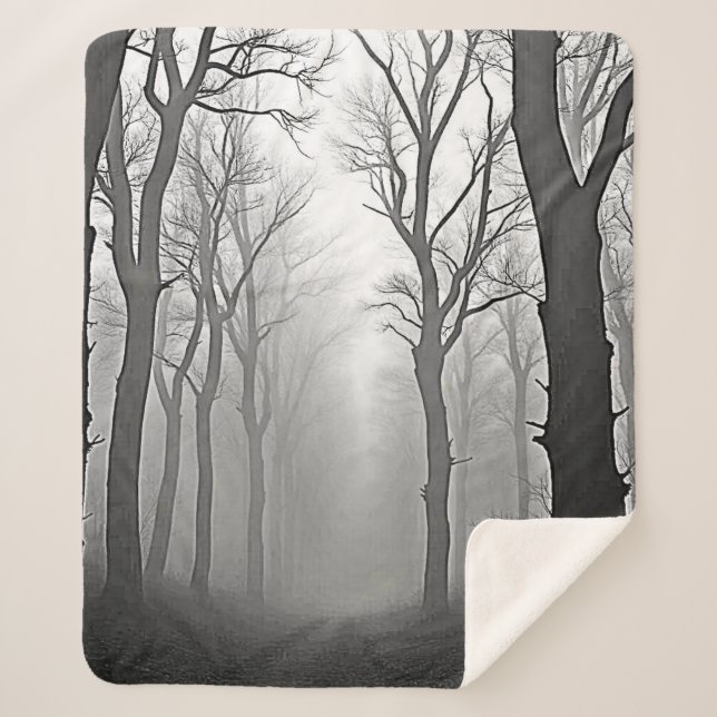 Cobertor Sherpa Mysterious Foggy Forest Path (Frente)