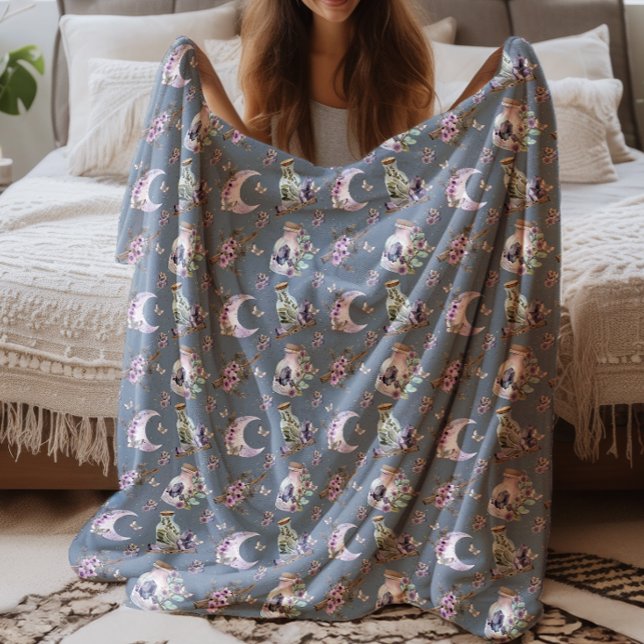 Cobertor Sherpa Mystical Boho Lavanda Anemone Moon (Criador carregado)