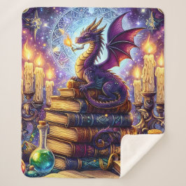 Cobertor Sherpa Mystical Dragon Wizard Books