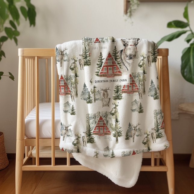 Cobertor Sherpa Na cabine | Nome da família Bolsa de Natal (Criador carregado)