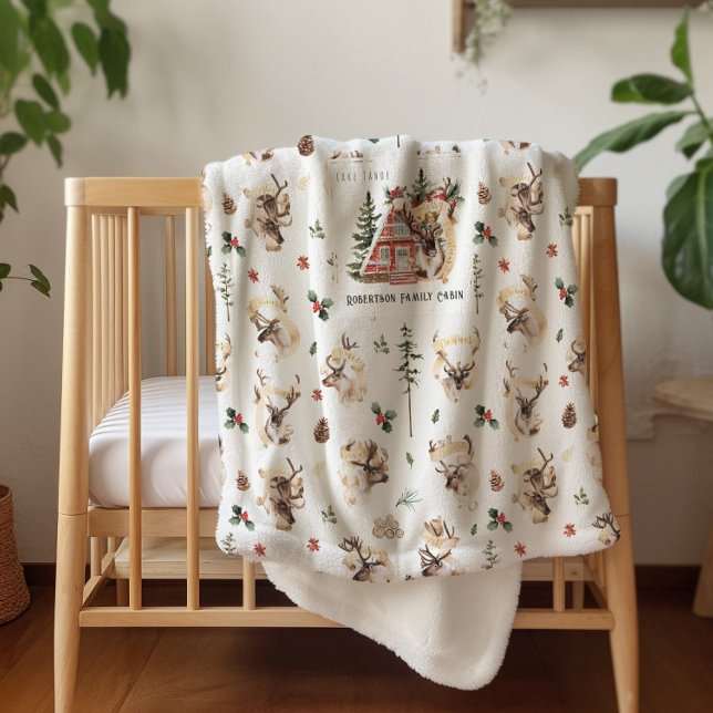 Cobertor Sherpa Na cabine | Nome da família Bolsa de Natal (Criador carregado)