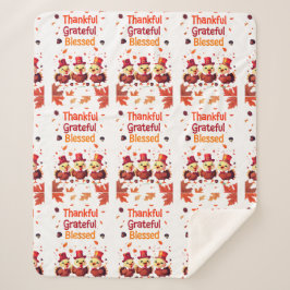 Cobertor Sherpa Na moda abençoado, Grata Ação de Graças