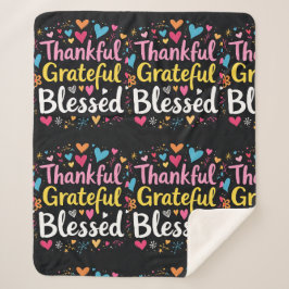 Cobertor Sherpa Na moda abençoado, Grata Ação de Graças