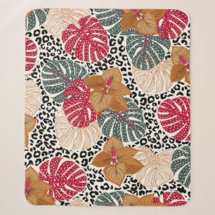 Cobertor Sherpa Na moda bela impressão de floresta tropical sobre