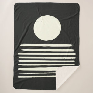 Cobertor Sherpa Na moda moderna, preto e branco, Abstrato de arte