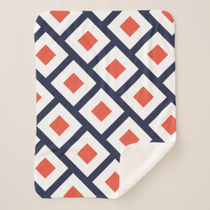 Cobertor Sherpa Na moda Red White Block Geometry Blanket