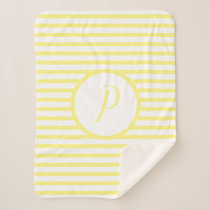Cobertor Sherpa Na moda Yellow Stripes P Monograma Throw Blanket