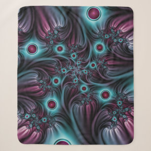 Cobertor Sherpa Na Profundidade da Arte Fractal Abstrato Azul Cor-