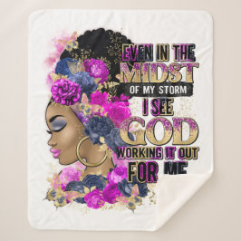 Cobertor Sherpa Na Tempestade Rainha Negra Melanina Mulher Marrom