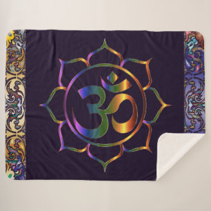 Cobertor Sherpa Namaste Om Lotus Rainbow Vintage Sherpa Blanket