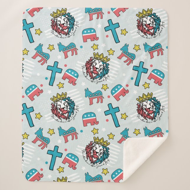 Cobertor Sherpa Não importa quem está no escritório Jesus é rei -  (Frente)