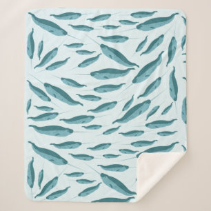 Cobertor Sherpa Narwhal no Padrão do Oceano Azul