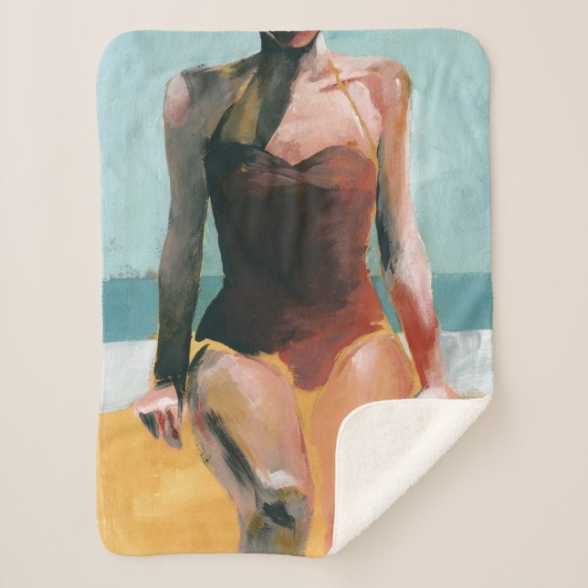 Cobertor Sherpa Natação de vindima - maiô vermelho (Frente)