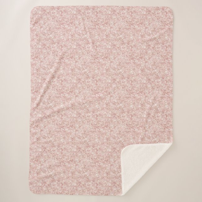 Cobertor Sherpa Natal Brilho Rosa Bege Glitter (Frente)
