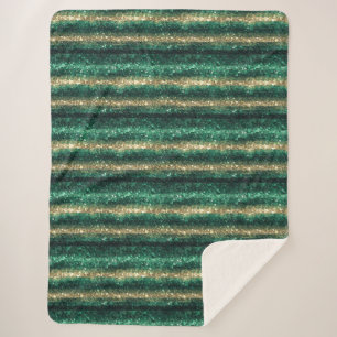 Cobertor Sherpa Natal Brilho Verde Dourado