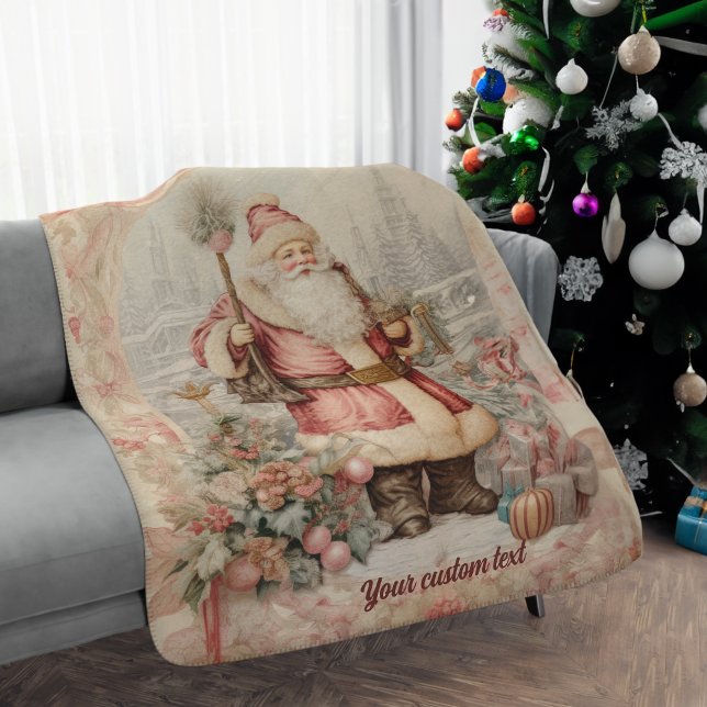 Cobertor Sherpa Natal clássico da elegância dos Papais noeis de vi (Nostalgia Santa Claus Vintage Home decor with personalization, Throw Blanket for Couch)