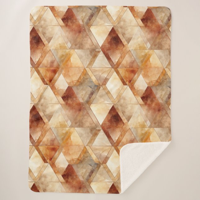 Cobertor Sherpa Natal de Triângulos Dourados Vermelhos Cream Burgu (Frente)