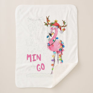 Cobertor Sherpa Natal - Fa-La-La-Mingo Flamingo Com Natal