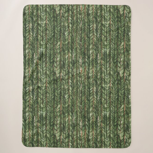 Cobertor Sherpa Natal Fios Verdes Tecidos Falsos (Frente)