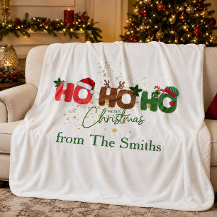 Cobertor Sherpa Natal Ho Ho Ho Personalizado