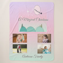 Cobertor Sherpa Natal mágico família lua pastel