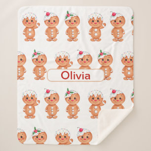Cobertor Sherpa Natal personalizado do biscoito de gengibre