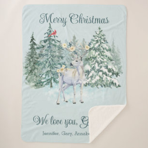 Cobertor Sherpa Natal personalizado para veados de inverno