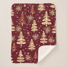 Cobertor Sherpa Natal Russo Vermelho e Dourado