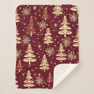 Cobertor Sherpa Natal Russo Vermelho e Dourado