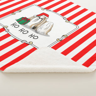 Cobertor Sherpa Natal Santa Hat Shih Tzu (branco-tan)