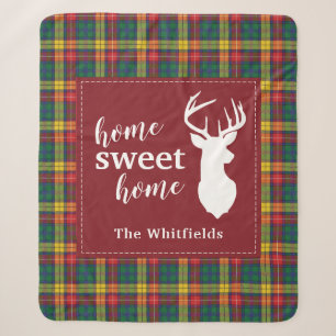 Cobertor Sherpa Natal Tartan Clan Buchanan Xadrez Doce