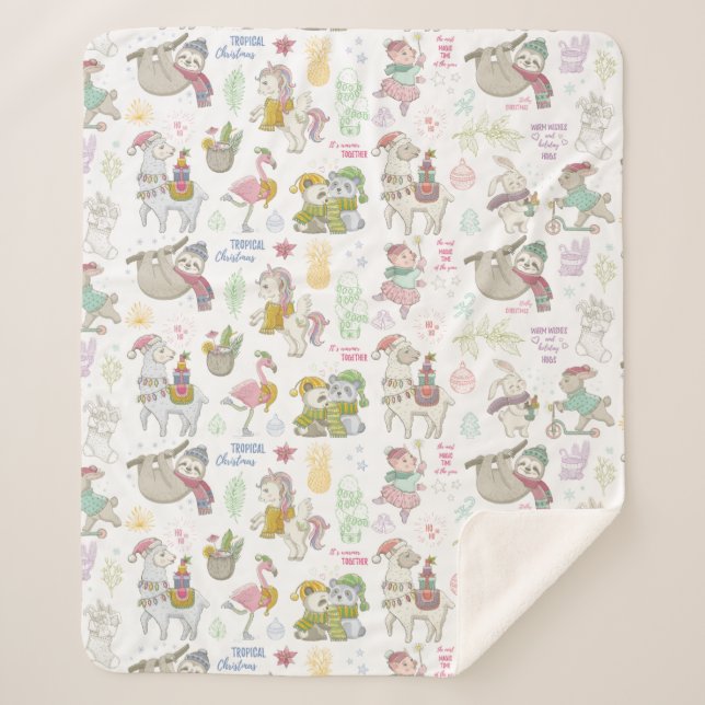 Cobertor Sherpa Natal tropical bonito Sherpa Blanket (Frente)