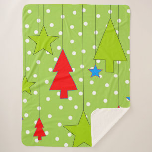 Cobertor Sherpa Natal Verde e Branco