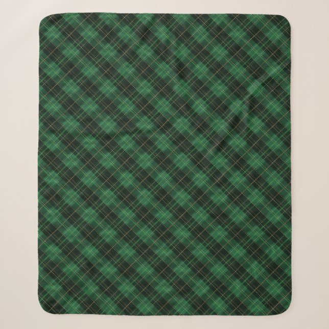 Cobertor Sherpa Natal Xadrez Verde Elegante (Frente)
