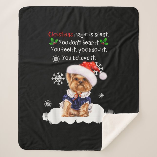 Cobertor Sherpa Natal Yorkshire Terrier Funny Yorkie Puppy (Frente)