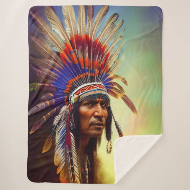 Cobertor Sherpa Native American Ojibwe Sherpa Blanket (Frente)