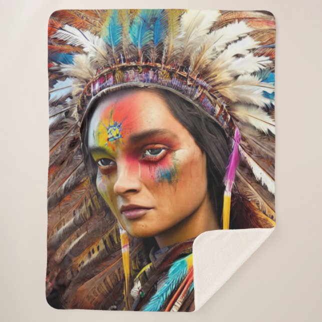 Cobertor Sherpa Native American Sioux Sherpa Blanket (Frente)