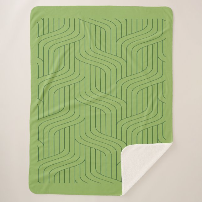 Cobertor Sherpa Nature's Green Geometric Lines  (Frente)