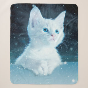 Cobertor Sherpa Natureza animal da arte da neve gatinho de gato