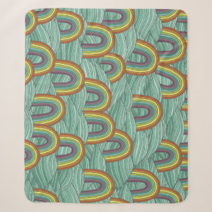 Cobertor Sherpa Natureza Arco-Íris: Composição Vintage Desenhada À
