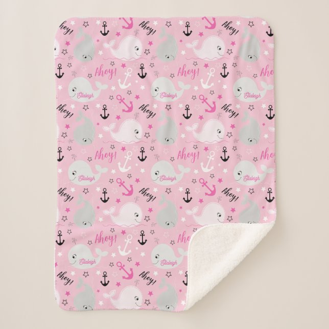Cobertor Sherpa Náutica Anchor Moça Rosa Suave Náutica Aurserra Be (Frente)